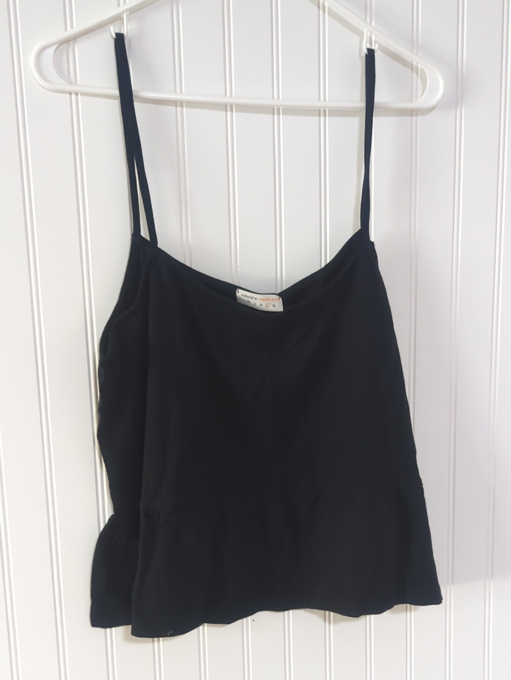 Women’s Black Spaghetti-Strap Peplum Camisole